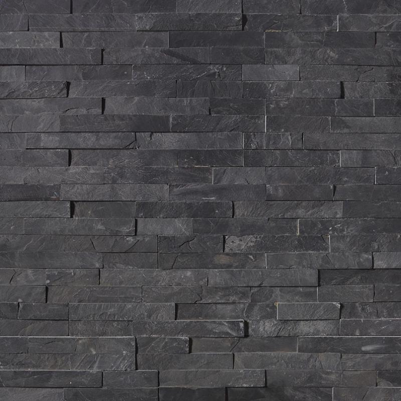 Black Slate 6x24 Stacked Stone Ledger Panel.