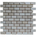 Botticino Beige Marble 1x2 Tumbled Mosaic Tile.