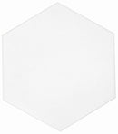 Casablanca Solid White 8x9 Hexagon Porcelain Tile.