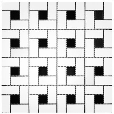 Cc Mosaics 12x12 Pinwheel Wh/black Dot Porcelain Mosaic Tile.