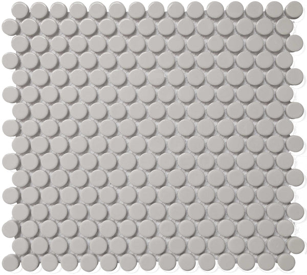 Cc Mosaics Gray Penny Round 12x12 Porcelain Mosaic Tile.