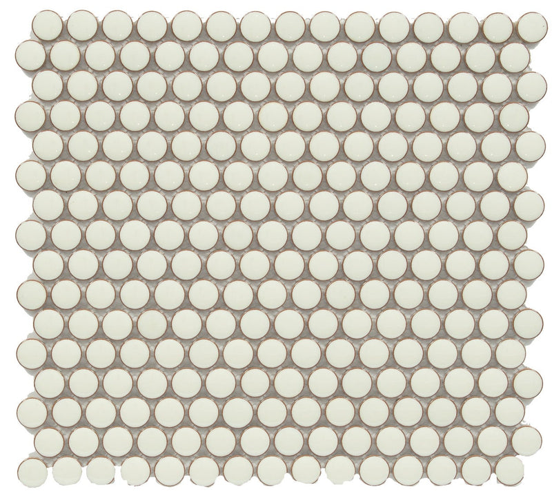 Cc Mosaics +pearl White Penny Round 12x12 Porcelain Mosaic Tile.