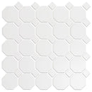 Cc Mosaics Sn Wh 12x12 W/ Black Oct Porcelain Mosaic Tile.