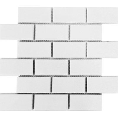 Cc Mosaics Snow White 2x4 Brick Porcelain Mosaic Tile.