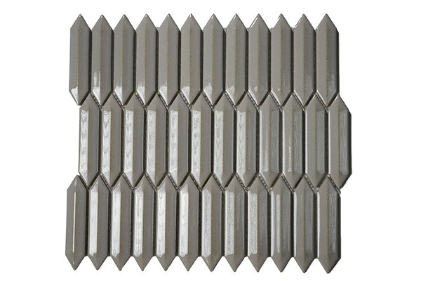 Cc Mosaics +Taupe 3d Picket 1x4 Porcelain Mosaic Tile.