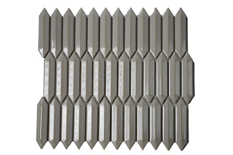 Cc Mosaics +Taupe 3d Picket 1x4 Porcelain Mosaic Tile.