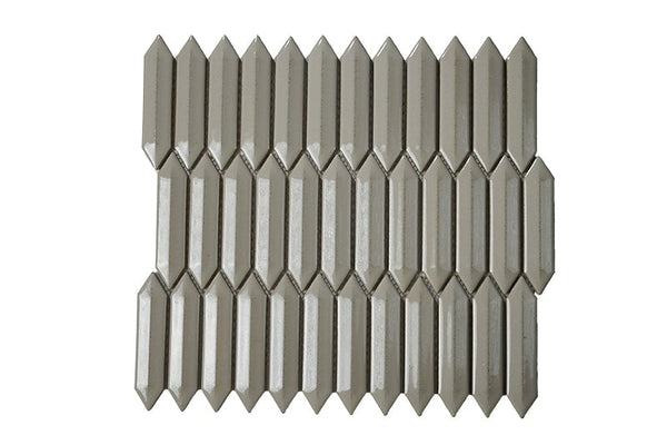 Cc Mosaics +tender Gray 3d Picket 1x4 Porcelain Mosaic Tile.