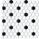 Cc Mosaics W/Black 12x12 Hexagon 1x1 Porcelain Mosaic Tile.