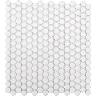 Cc Mosaics White Penny Round 12x12 Porcelain Mosaic Tile.