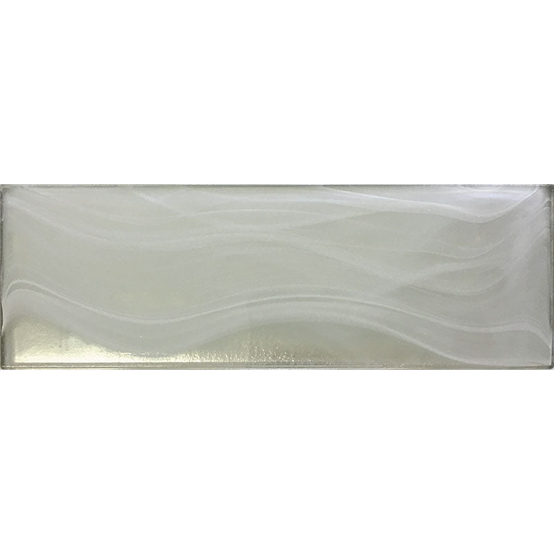 CLOUD 9 SILVER WHITE 3x9 glass Mosaic Tile.
