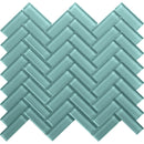 COLOR PALETTE AQUA 1x3 HERRINGBONE GLOSS glass Mosaic Tile.