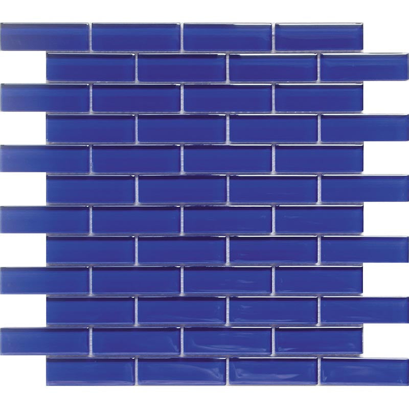 COLOR PALETTE COBALT BLUE 1x3 BRICK GLOSS glass Mosaic Tile.
