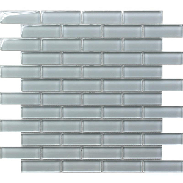 COLOR PALETTE GRAY CLOUD 1x3 BRICK GLOSS glass Mosaic Tile.