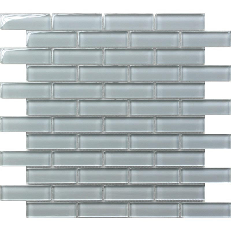 COLOR PALETTE GRAY CLOUD 1x3 BRICK GLOSS glass Mosaic Tile.