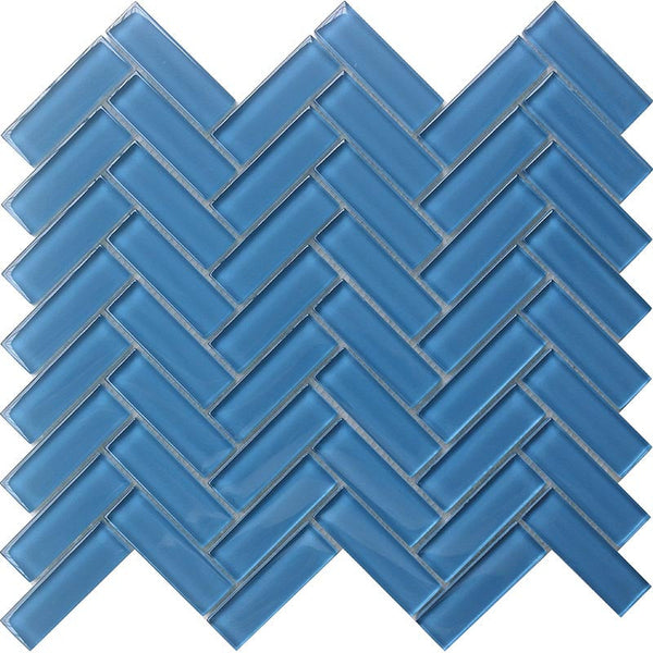 COLOR PALETTE LAGUNA 1x3 HERRINGBONE GLOSS glass Mosaic Tile.