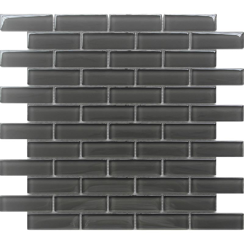 COLOR PALETTE PEWTER 1x3 BRICK GLOSS glass Mosaic Tile.