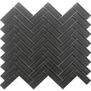COLOR PALETTE PEWTER 1x3 HERRINGBONE GLOSS glass Mosaic Tile.