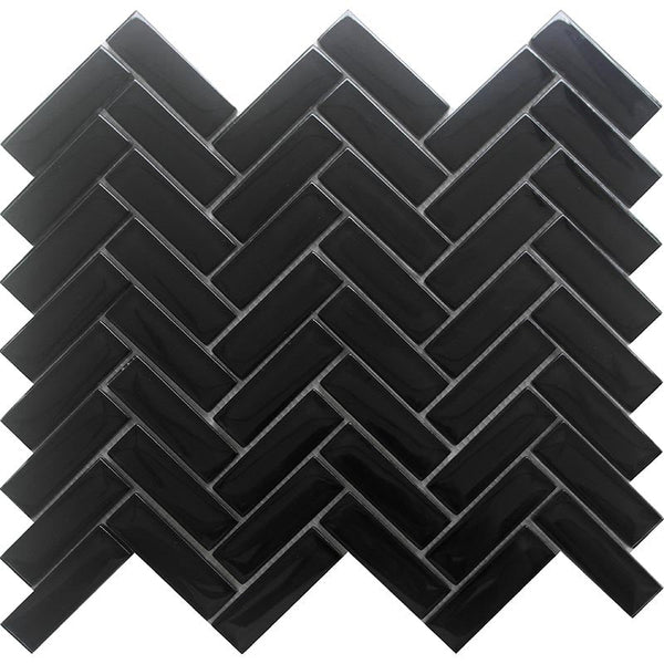 COLOR PALETTE SHADOW 1x3 HERRINGBONE GLOSS glass Mosaic Tile.