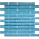 COLOR PALETTE TURQUOISE 1x3 BRICK GLOSS glass Mosaic Tile.