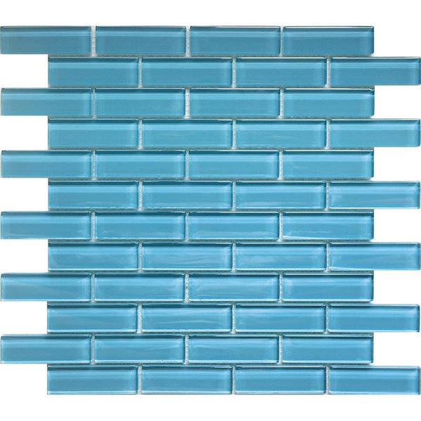 COLOR PALETTE TURQUOISE 1x3 BRICK GLOSS glass Mosaic Tile.