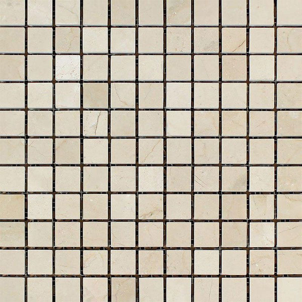 Crema Marfil Marble 1x1 Honed Mosaic Tile.