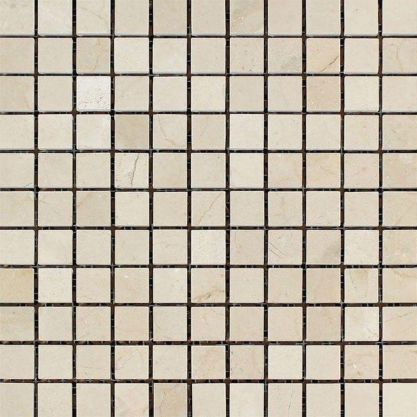 Crema Marfil Marble 1x1 Polished Mosaic Tile.