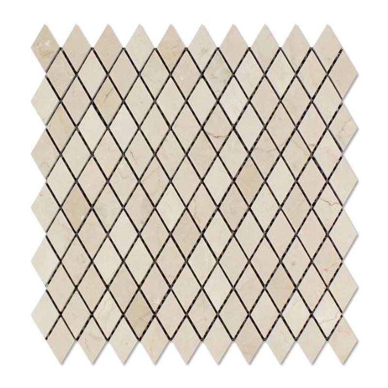 Crema Marfil Marble 1x2 Diamond Honed Mosaic Tile.