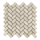 Crema Marfil Marble 1x2 Herringbone Honed Mosaic Tile.