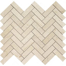 Crema Marfil Marble 1x3 Herringbone Polished Mosaic Tile.