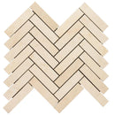 Crema Marfil Marble 1x4 Herringbone Polished Mosaic Tile.