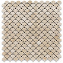 Crema Marfil Marble Fan Shape Design Polished Mosaic Tile.
