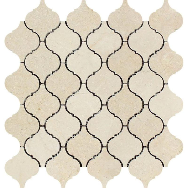 Crema Marfil Marble Honed Lantern Design Mosaic Tile.