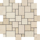 Crema Marfil Marble Micro Mini Pattern Polished Mosaic Tile.