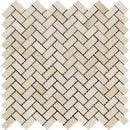Crema Marfil Marble Mini Herringbone Polished Mosaic Tile.
