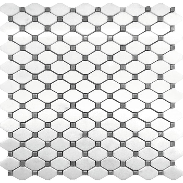 Dc Metro Crystal City Eastern White / Bardiglio Nuvolato Mosaic Tile.