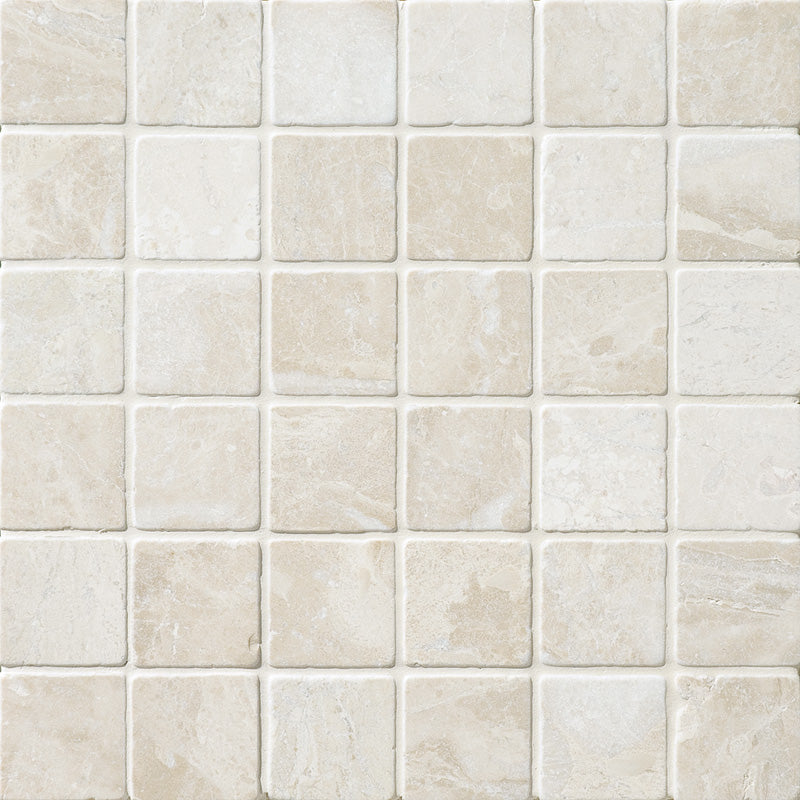 Royal Beige Marble 2x2 Tumbled Mosaic Tile.