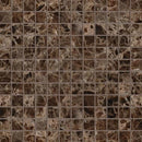 Emperador Dark Spanish Marble 1x1 Polished Mosaic Tile.