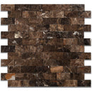 Emperador Dark Spanish Marble 1x2 Split Face Mosaic Tile.