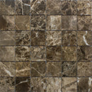 Emperador Dark Spanish Marble 2x2 Polished Mosaic Tile.