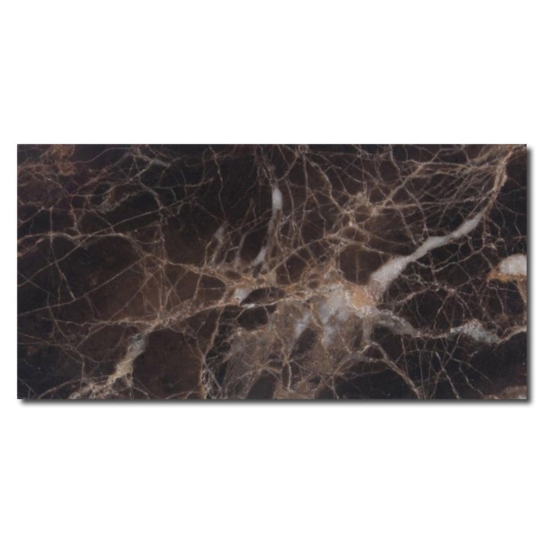 Emperador Dark Spanish Marble 3x6 Polished Tile.
