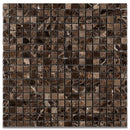 Emperador Dark Spanish Marble 5/8x5/8 Polished Mosaic Tile.
