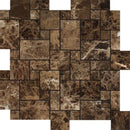 Emperador Dark Spanish Marble Mini Pattern Polished Mosaic Tile.