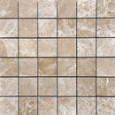 Emperador Light Spanish Marble 2x2 Polished Mosaic Tile.