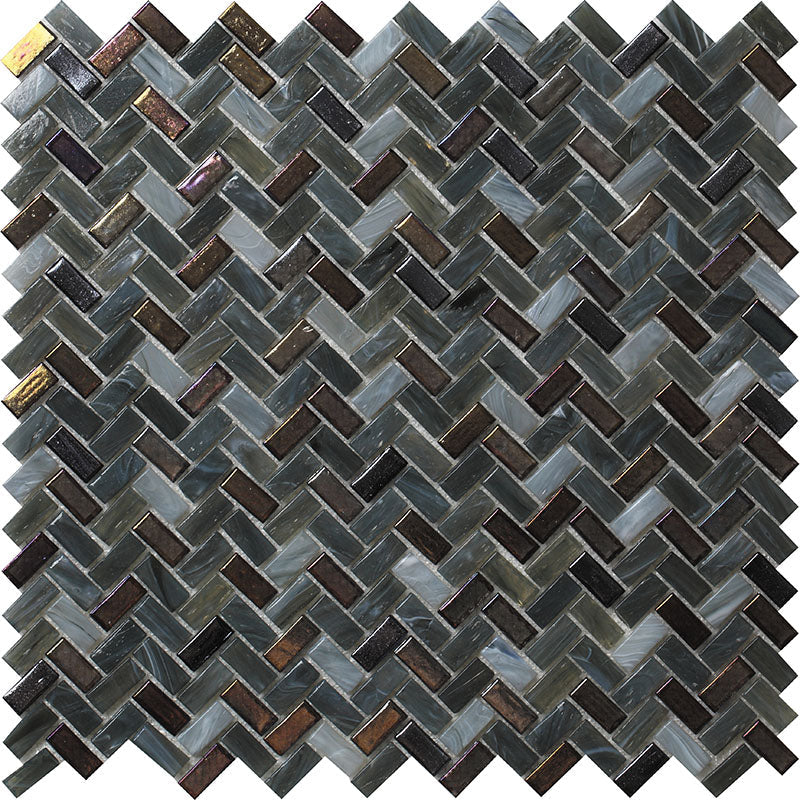 GLAMOUR ESPIGA DARK Glass Mosaic Tile.