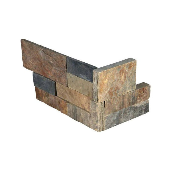 Gold Rush Slate 6x18 Stacked Stone Ledger Corner.