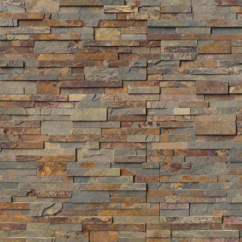 Gold Rush Slate 6x24 Stacked Stone Ledger Panel.