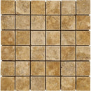 Gold Travertine 2x2 Tumbled Mosaic Tile.