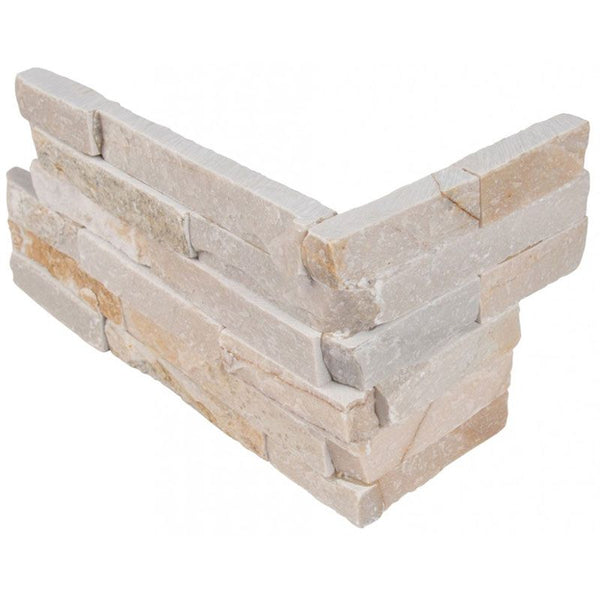 Honey Gold 6x18 Stacked Stone Ledger Corner.