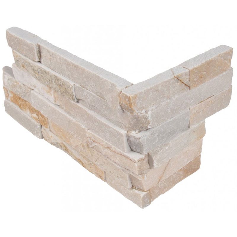 Honey Gold 6x18 Stacked Stone Ledger Corner.