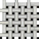Oriental White Honed Marble Tripleweave Mosaic Tile (w/ Black).